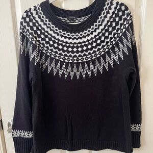 Talbots Black and White Geometric Sweater